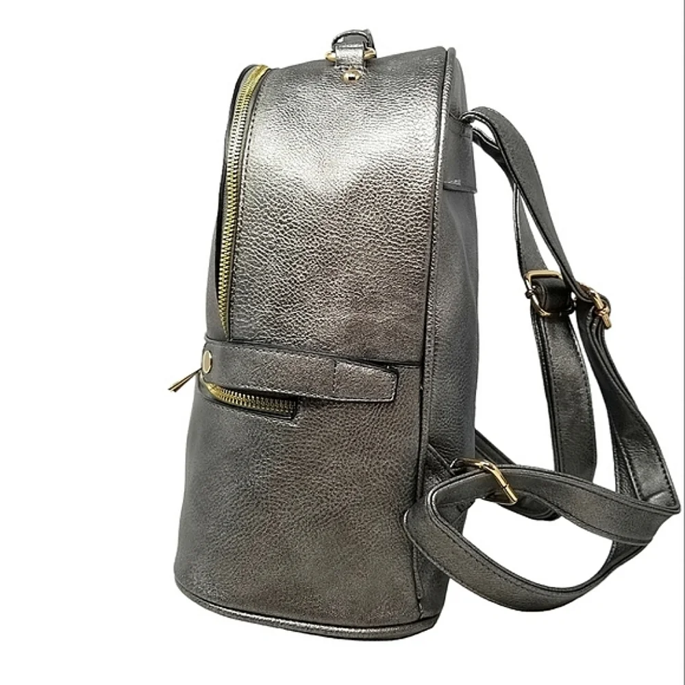 Metallic Pewter Bear Backpack and wallet set